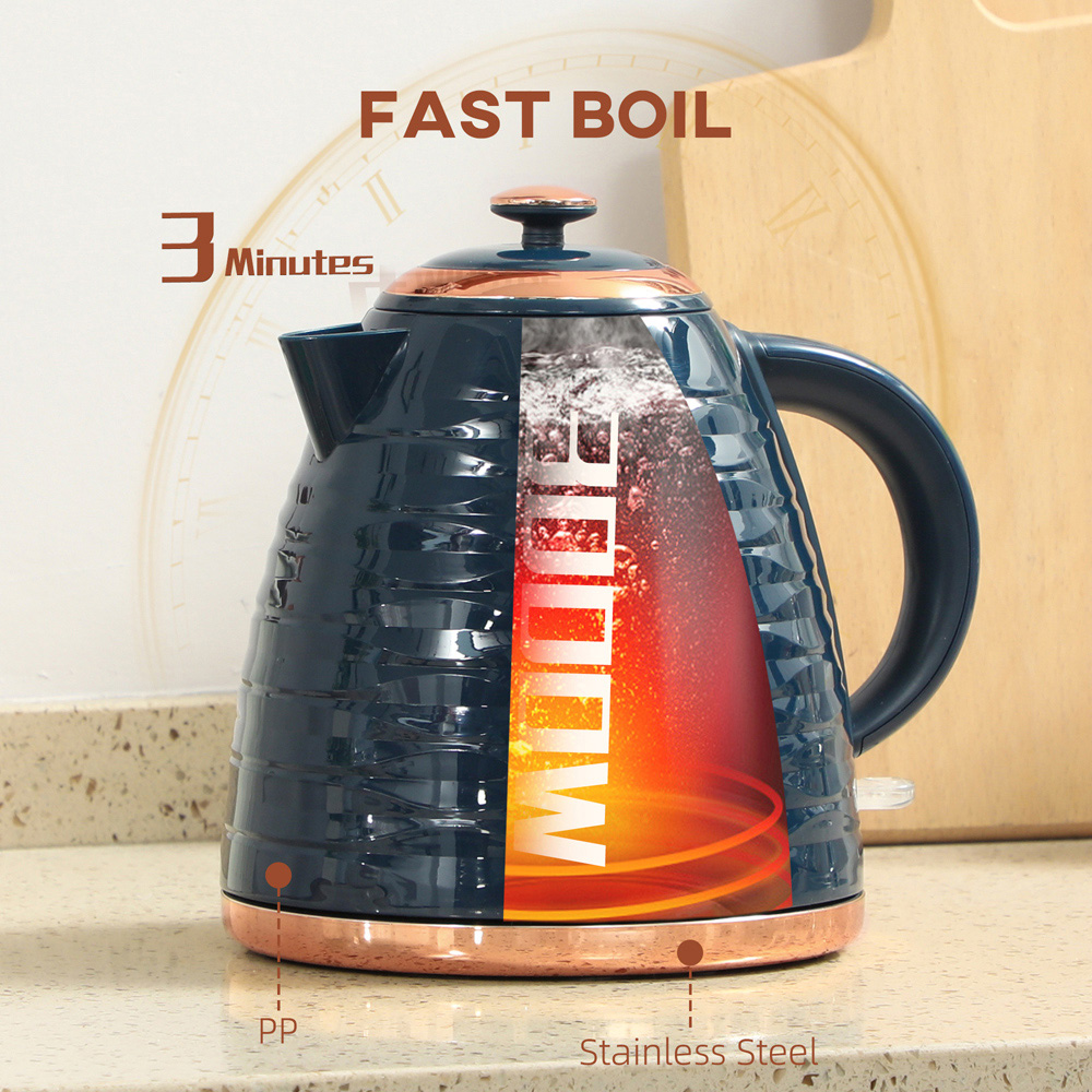 HOMCOM Dark Blue Ripple 1.7L Fast Boil Electric Kettle 3000W Image 4