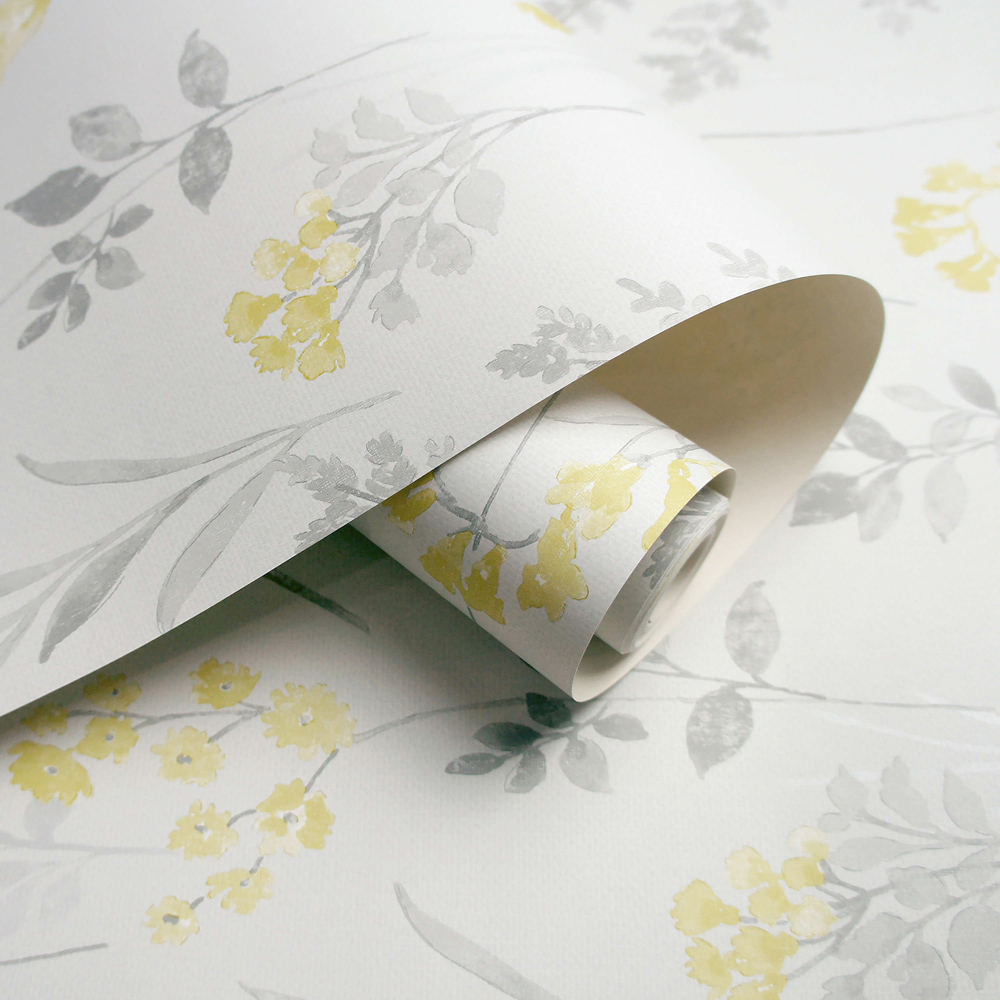 Holden Decor Pashley Grey and Yellow Wallpaper Image 2