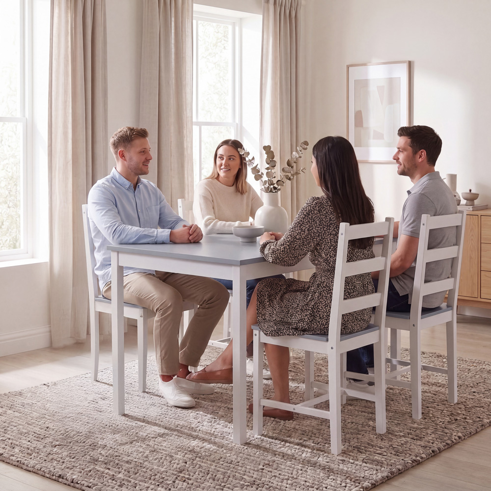 VIDA DESIGNS Yorkshire 4 Seater Dining Set White and Grey Image 4