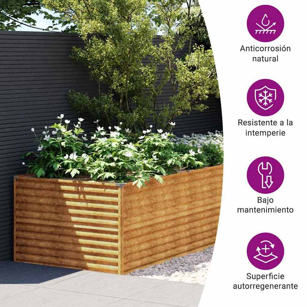 vidaXL Brown Corten Steel Raised Garden Planter 479 x 100 x 69cm Image 8