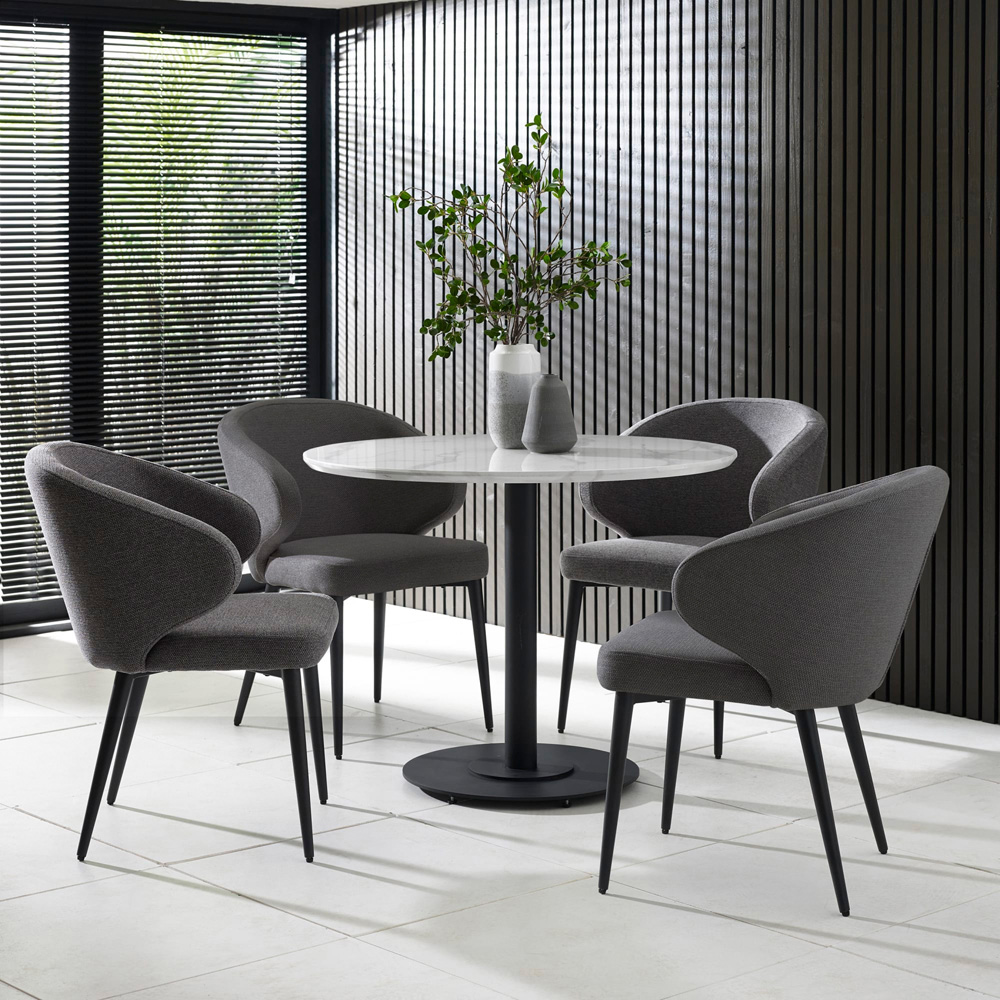 Julian Bowen Marcus Set of 2 Mid Grey Fabric Dining Chair Image 7