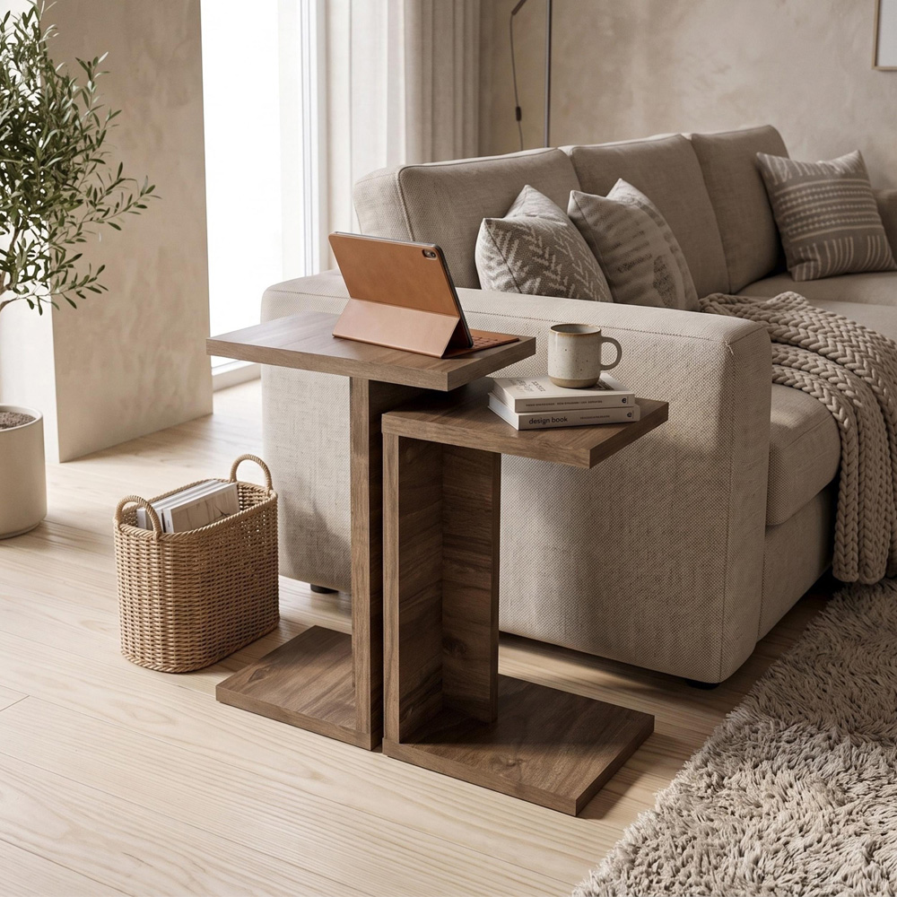Decortie Nero Istanbul Walnut Side Table Set of 2 Image 6