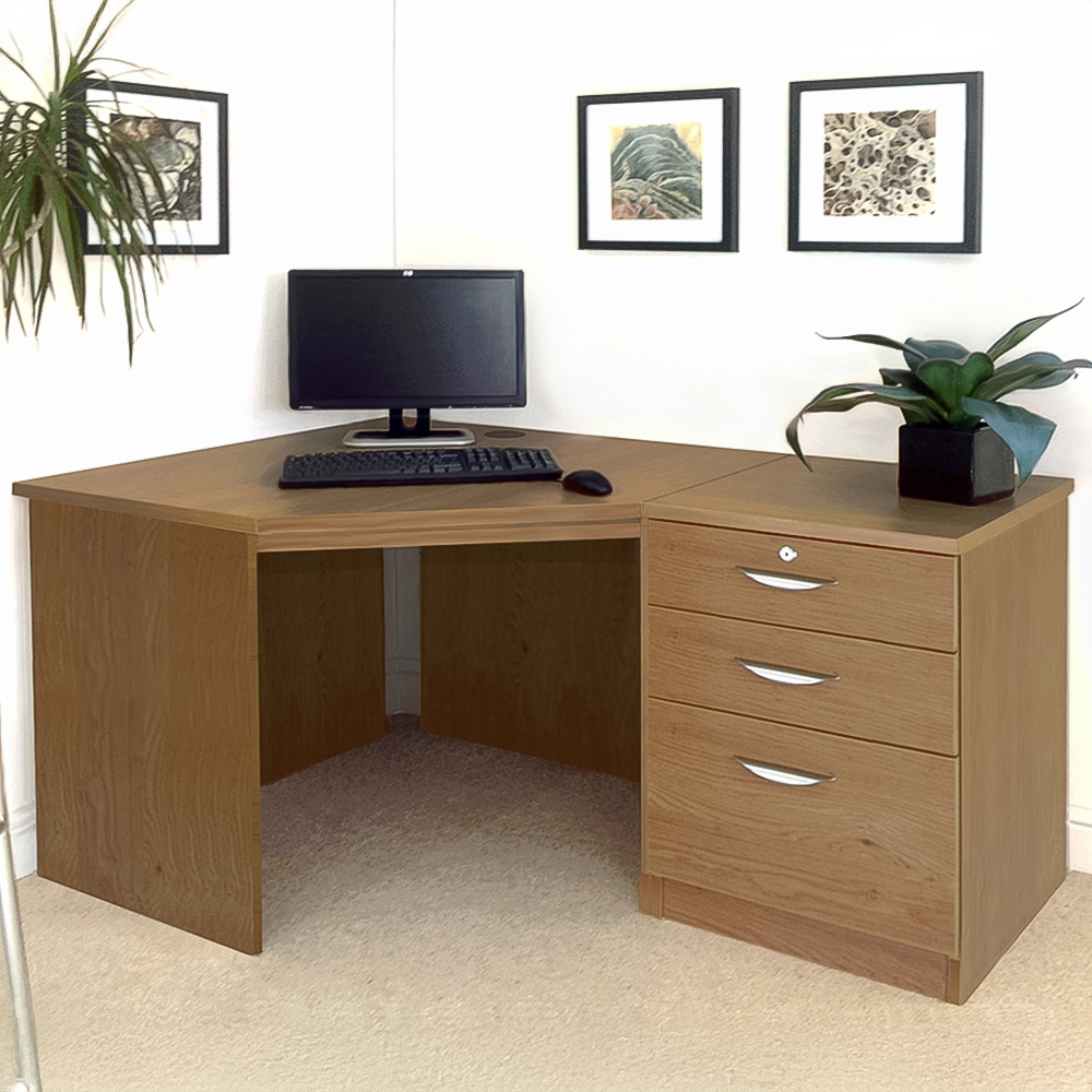 R White Cabinets 2 Drawer Single Cabinet Dark Brown Set-07 Corner Desk Image 1
