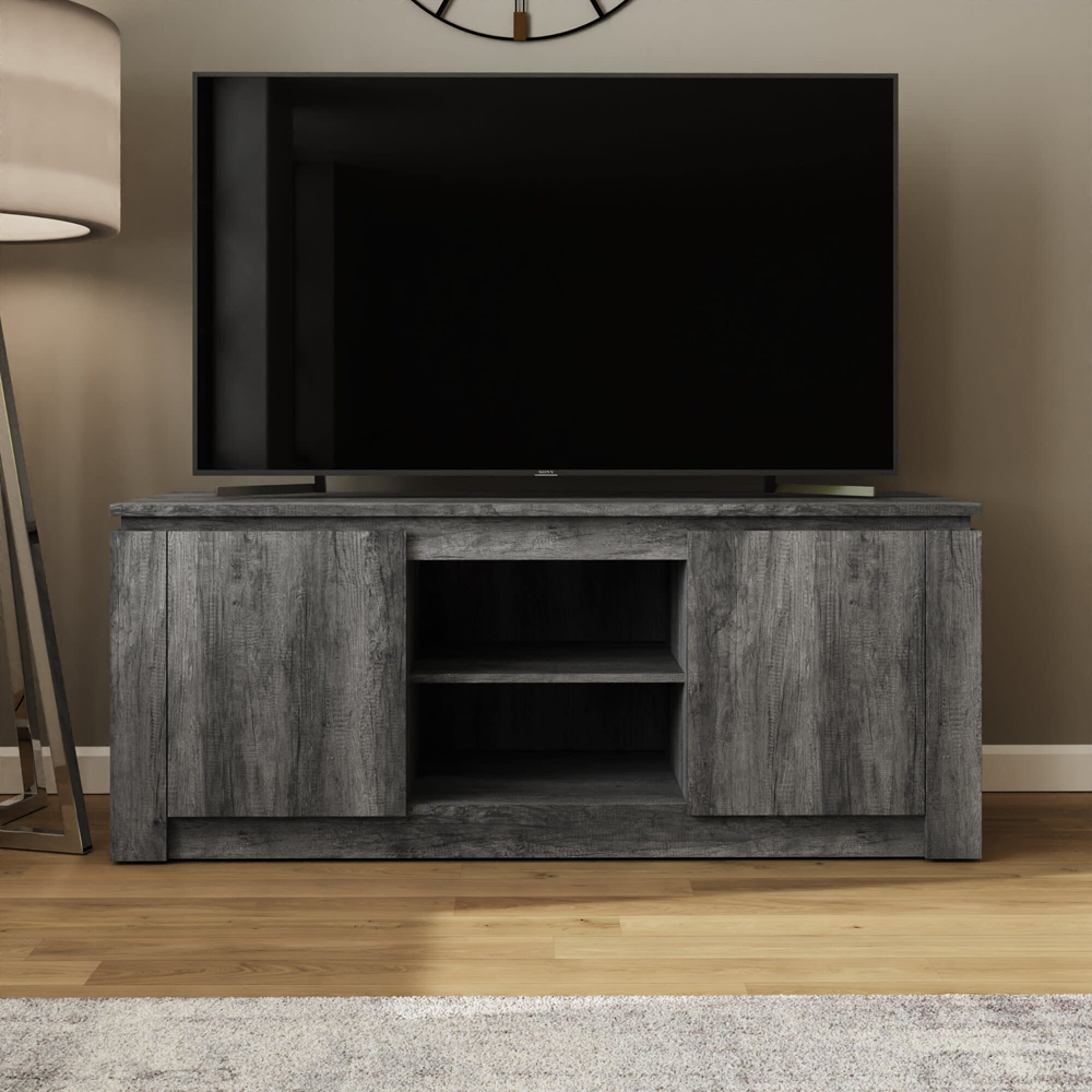 GFW Canyon 2 Door 2 Open Shelf Charcoal Grey Wide TV Unit Image 7