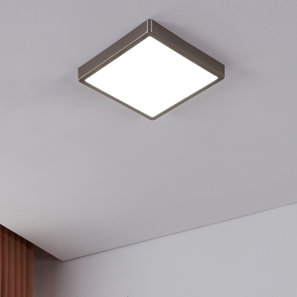 EGLO Fueva-Z Satin Nickel Square Smart Control Colour Changing LED Ceiling Light Image 2