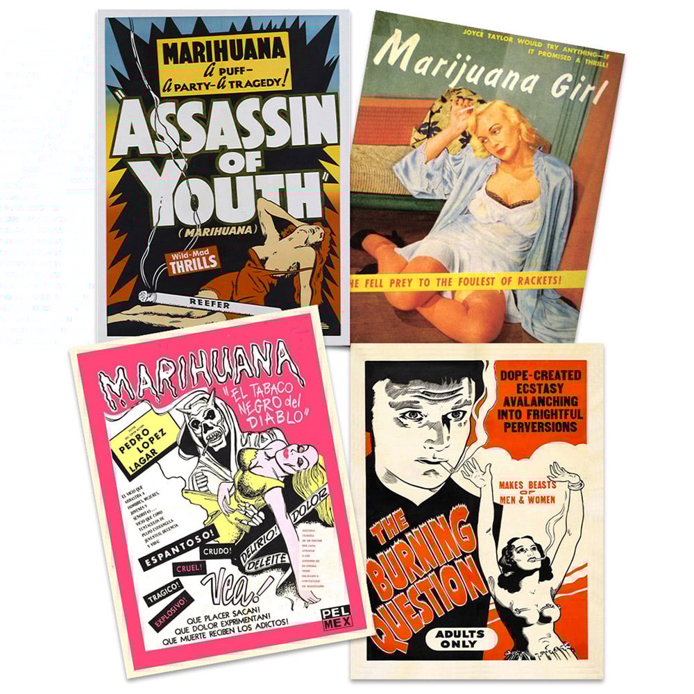 Wee Blue Coo Weed Reefer Madness Marijuana Drugs Wall Art Print 30 x 41cm 4 Pack Image 1