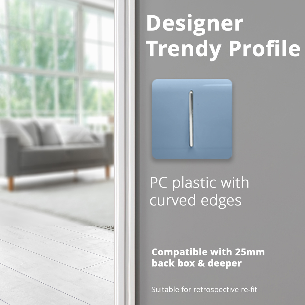 Trendi Switch 1 Gang 1 or 2 Way Sky Blue Rocker Light Switch 2 Pack Image 5