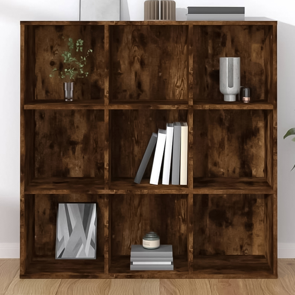 vidaXL 9 Shelf Smoked Oak Bookcase Image 1