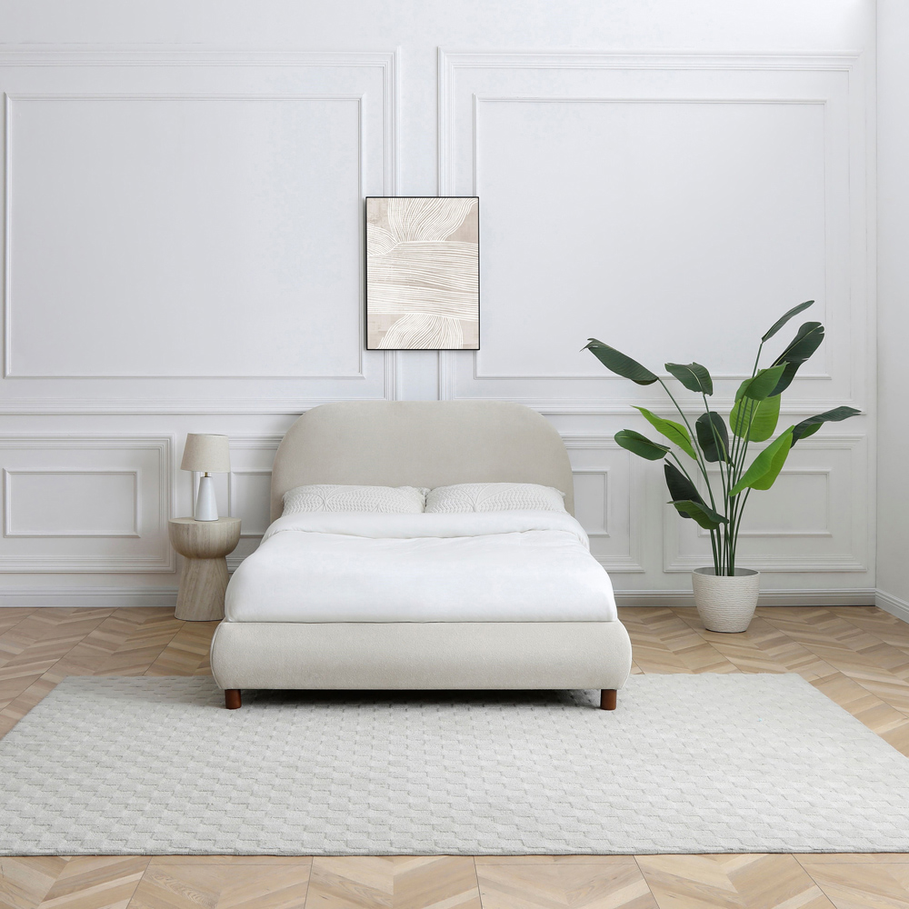 Nova King Size Natural Boucle Upholstered Bed Frame with Headboard Image 7