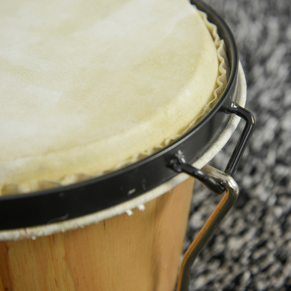 HOMCOM Sheepskin Drum Head Wooden Bongo Drum Set with Tuning Wrench and Bag Image 3