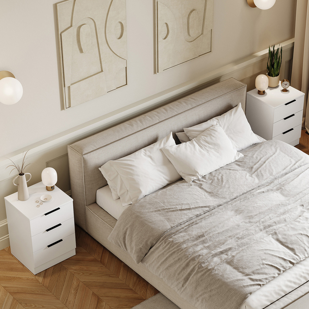 VIDA DESIGNS Trega 3 Drawer White Bedside Cabinet Set of 2 Image 4