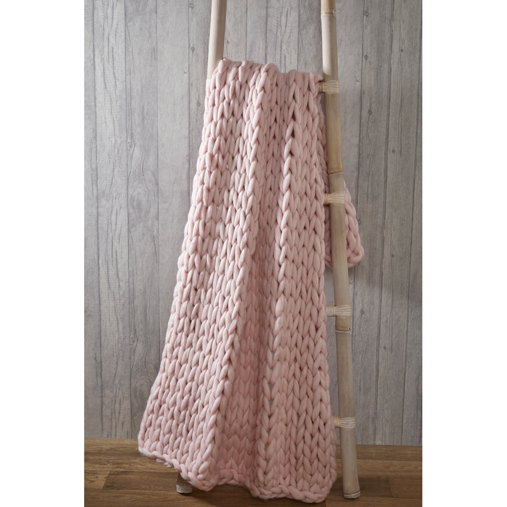 Smart Living Blush Pink Chunky Cable Knit Throw 120 x 150cm Image 2