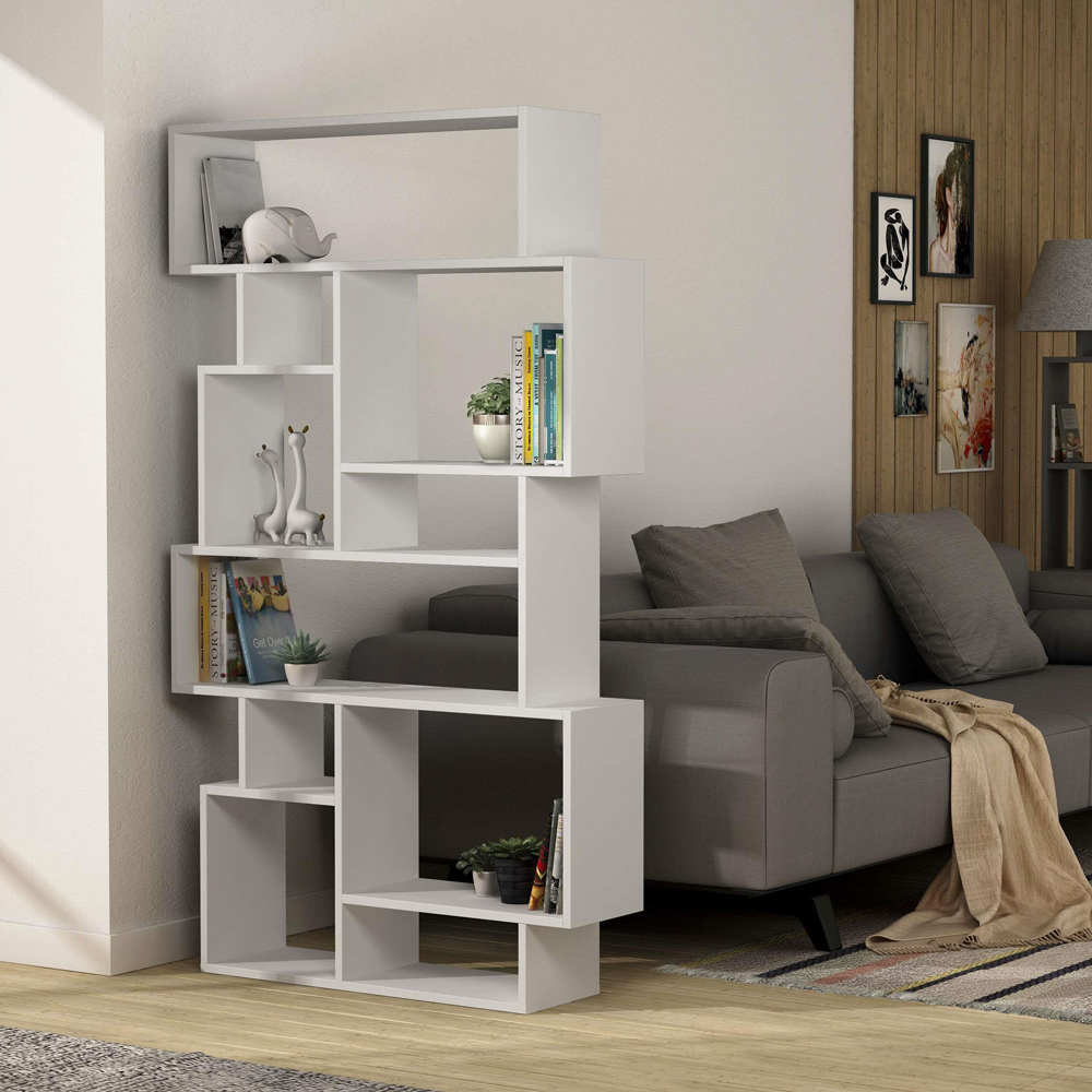 Decortie Karmato 10 Shelf White Modern Bookcase Image 6