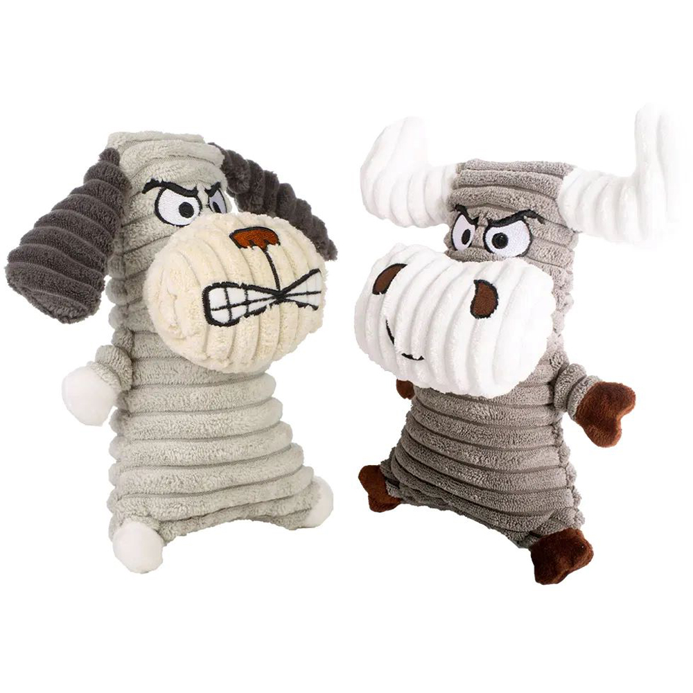 Ministry Of Pets 4 Piece Dog and Bull Mixed Angry Squeakers Plush Toy Image