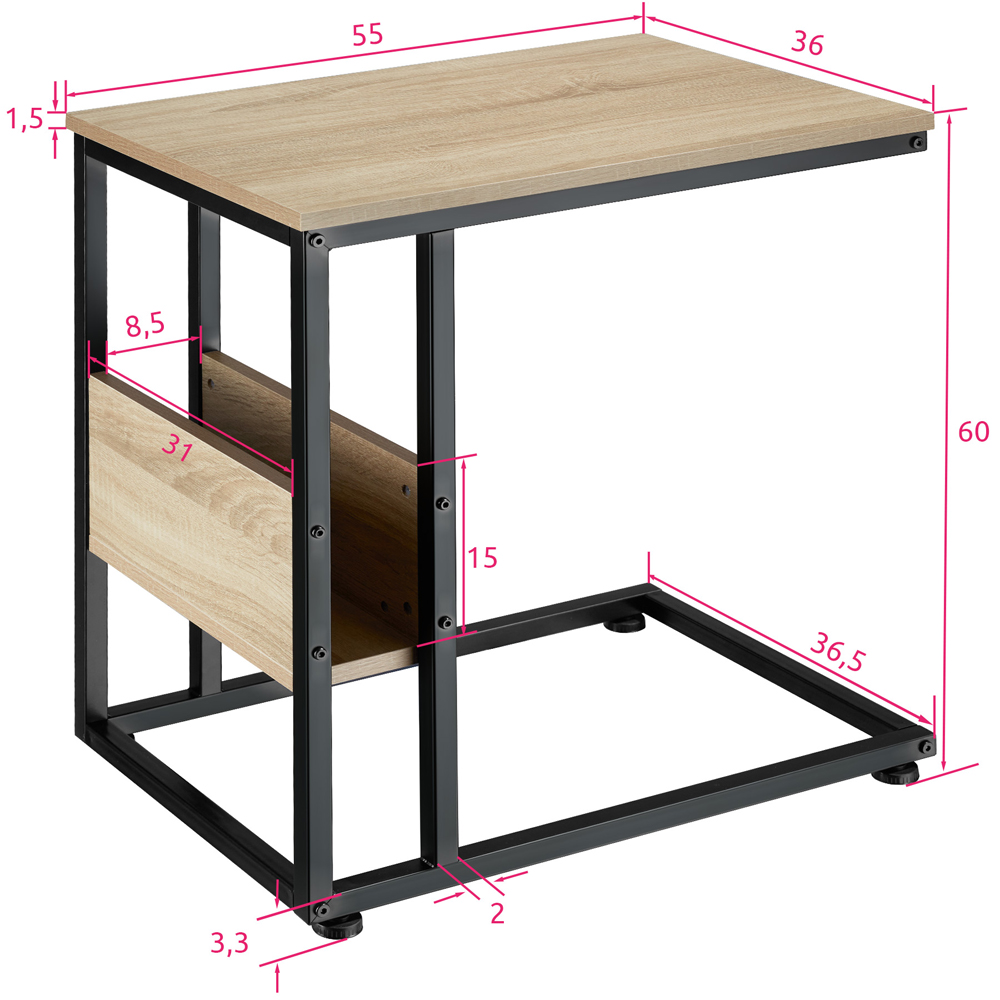 tectake Wigan Oak Bedside Table with Side Compartment Image 9