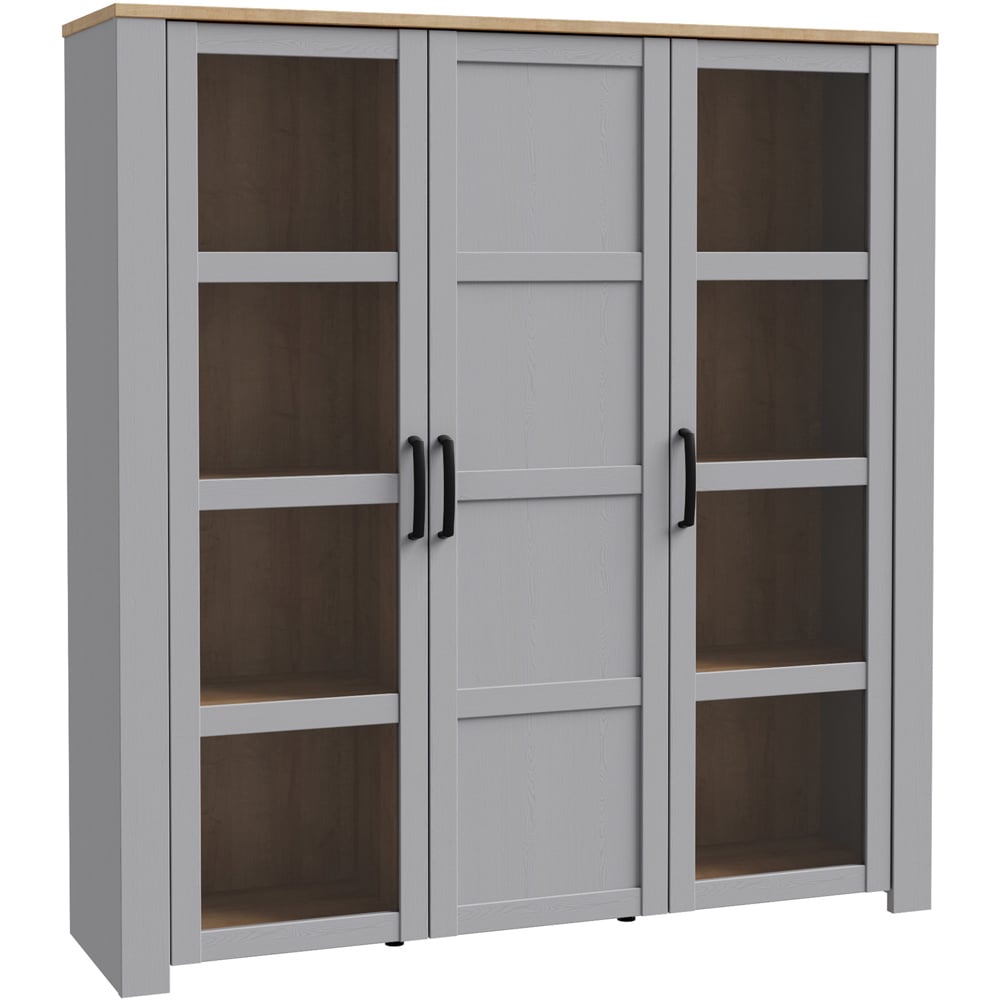 Florence Bohol 3 Door Riviera Oak and Grey Oak Large LED Display Cabinet Image 2