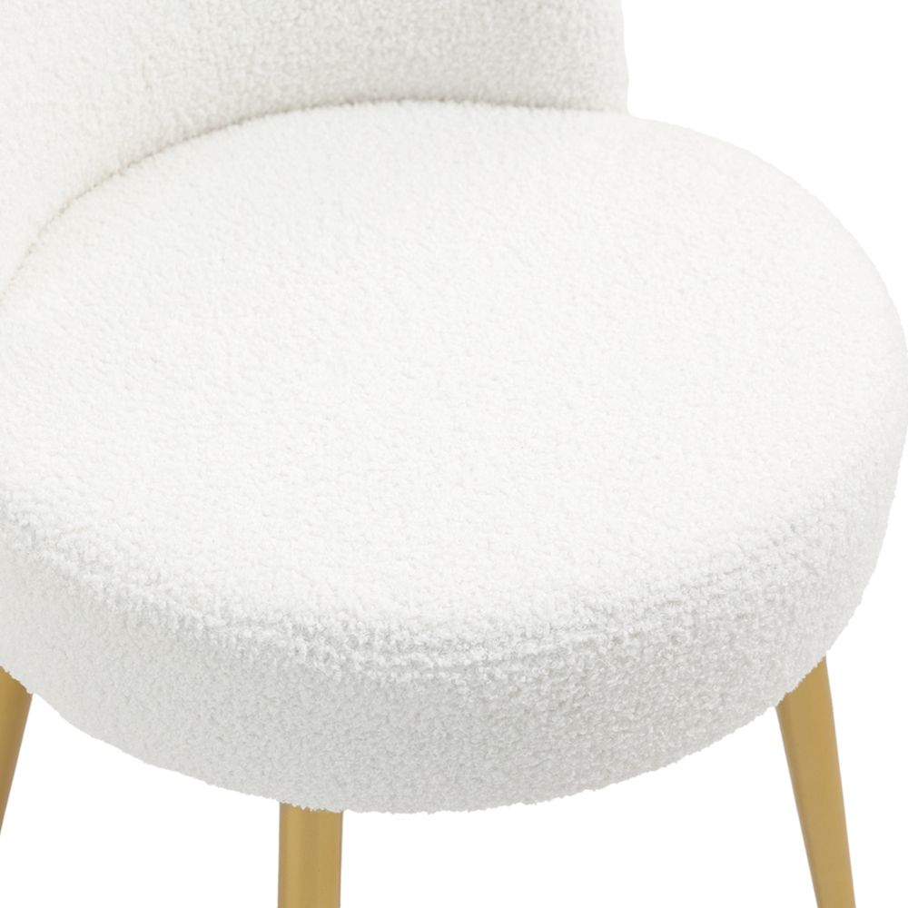 Living and Home White Teddy Fleece Dressing Table Stool Image 5