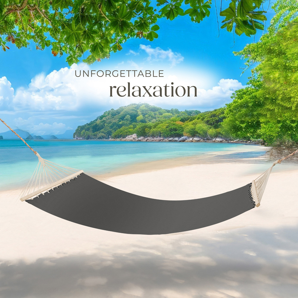 tectake Eden 2 Seater Dark Grey Hammock with Support Bars Image 7