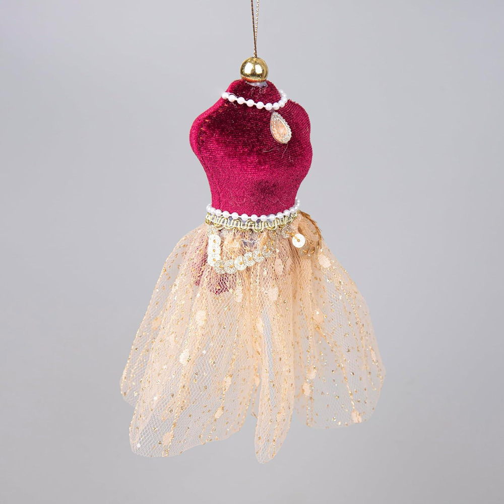 Shatchi Burgundy and Gold Ballerina Ornament Image 4