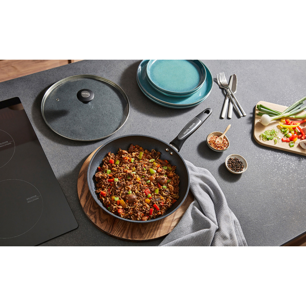 Morphy Richards 28cm Black Graphite Forged Aluminium Ceramica Lidded Frying Pan Image 3