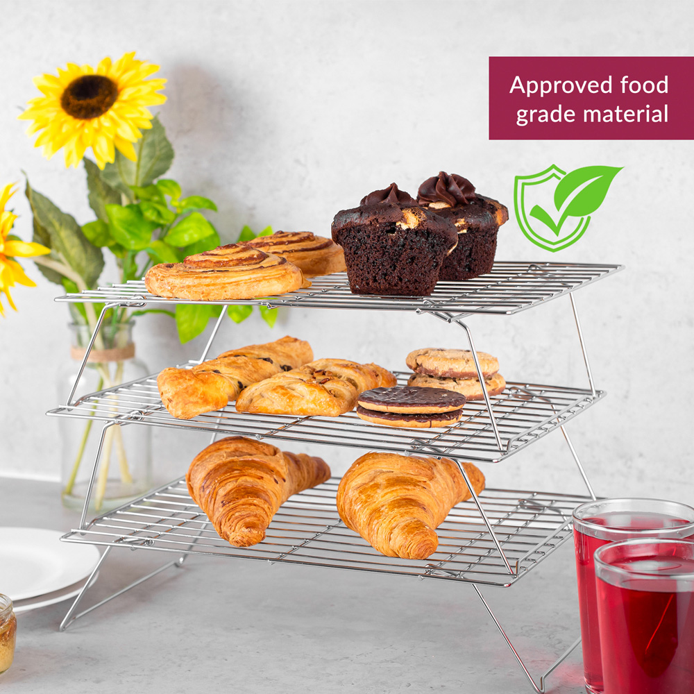 Innoteck Essentials 3 Tier Stackable and Foldable Cake Cooling Rack Image 5