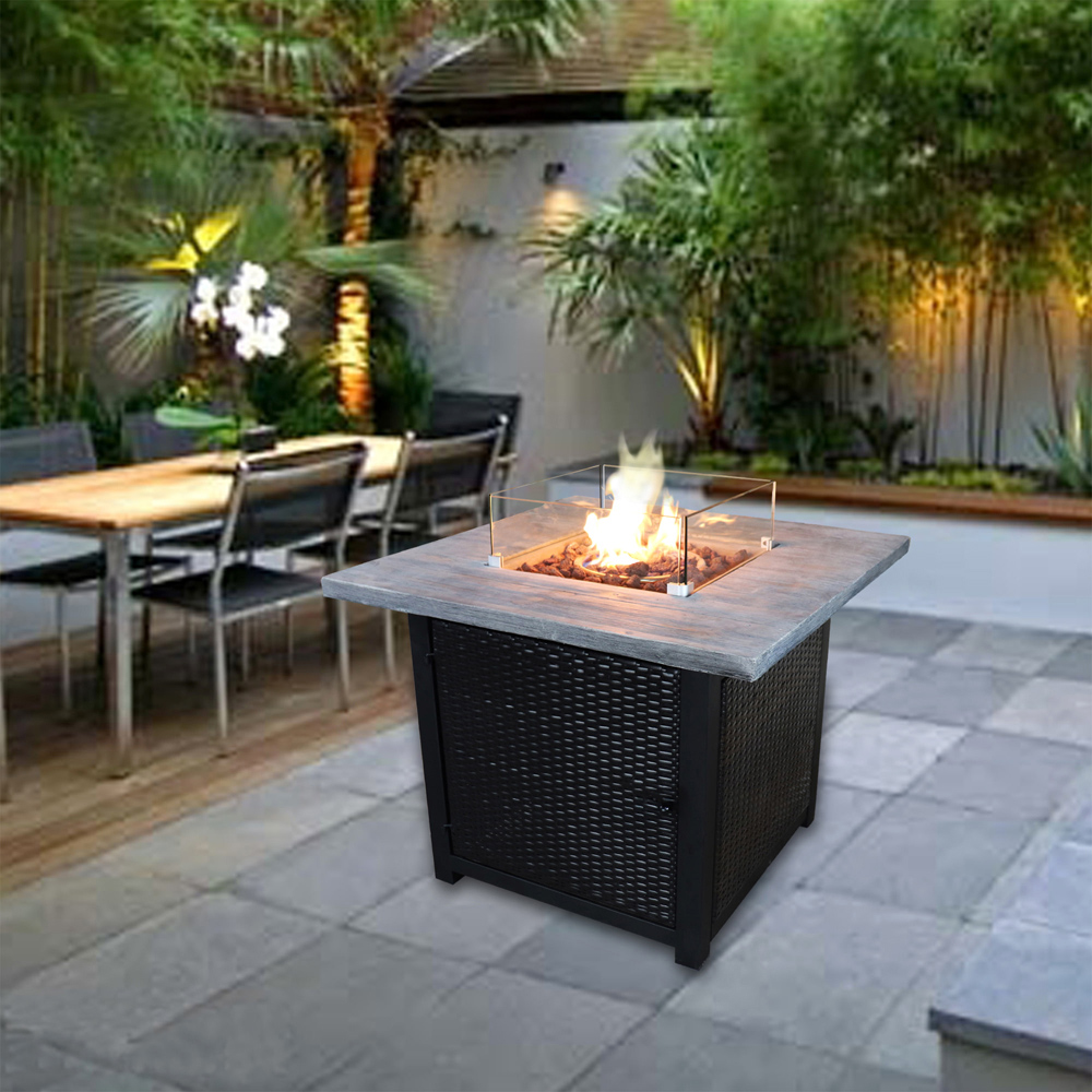 Teamson Home Square Wood Propane Gas Large Outdoor Fire Pit 33 inch Image 2