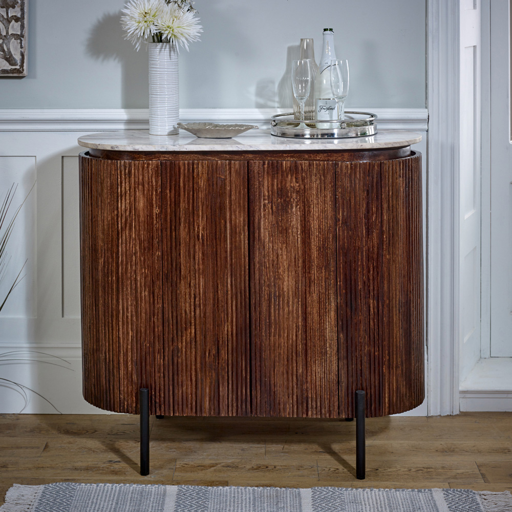 Brooklyn Opal 4 Door Marble Top Solid Wood Drinks Cabinet Image 6