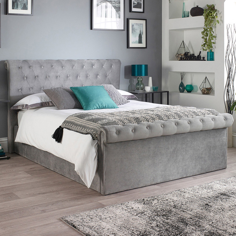 Aspire Chesterfield King Size Grey Ottoman Bed Image 1