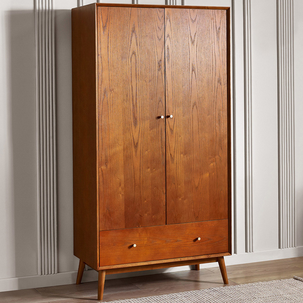 Julian Bowen Lowry 2 Door Single Drawer Cherry Ash Wardrobe Image 1