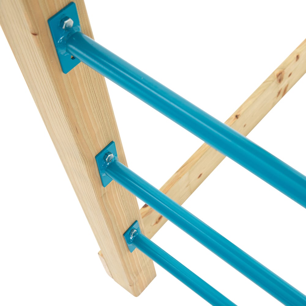 TP Skywood Kids Wooden Climbing Frame with Sky Deck Bridge Mini Tower and Wavy Slide Image 4