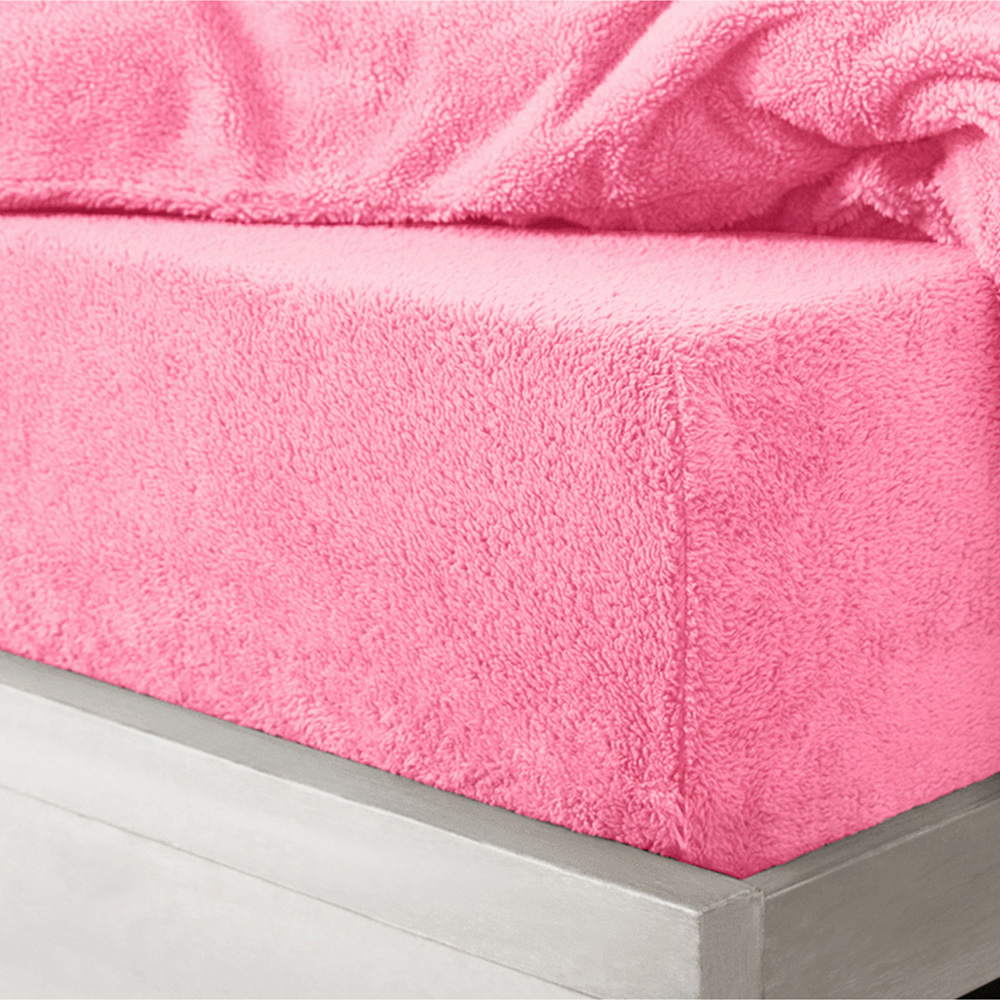 Velosso King Size Deep Blush Teddy Fleece Fitted Sheet Image 2