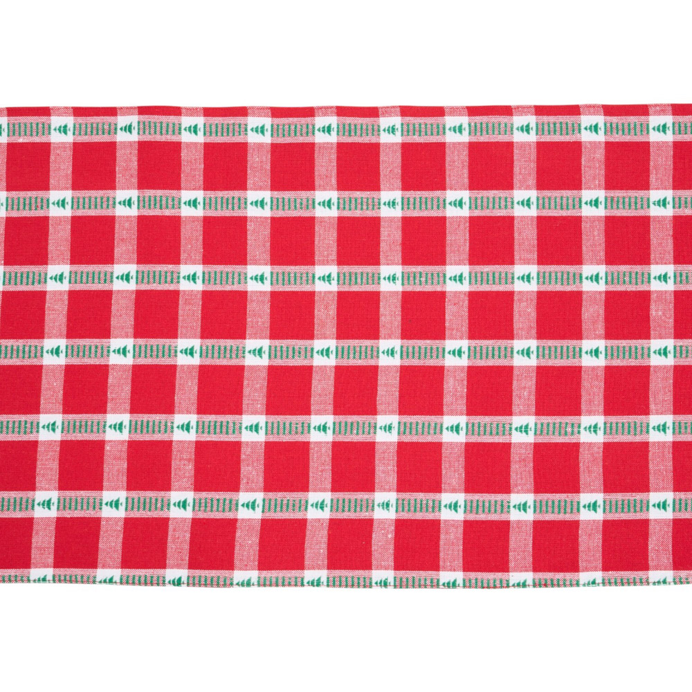Checkered Tree Table Runner Red Image 3