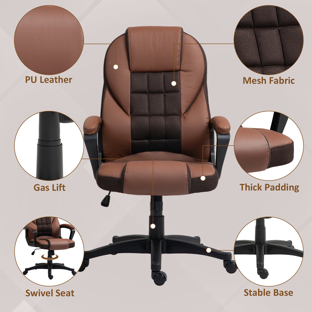 Portland Brown Executive Office Chair with High Back and Armrests Image 5