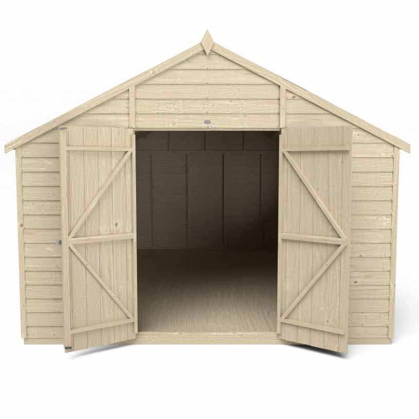 Forest Garden 10 x 15ft Double Door Overlap Pressure Treated Apex Shed Image 3