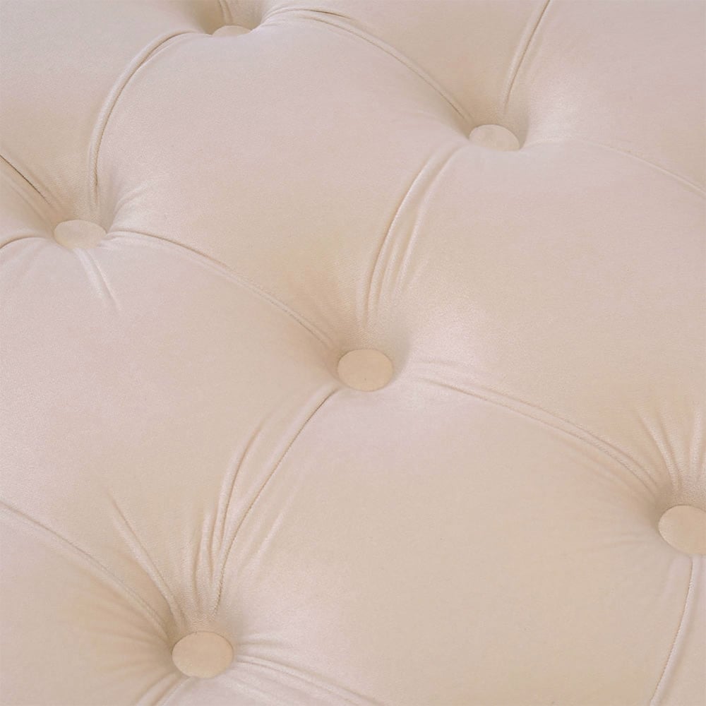 Living and Home Cream Buttoned Velvet Footstool Image 5