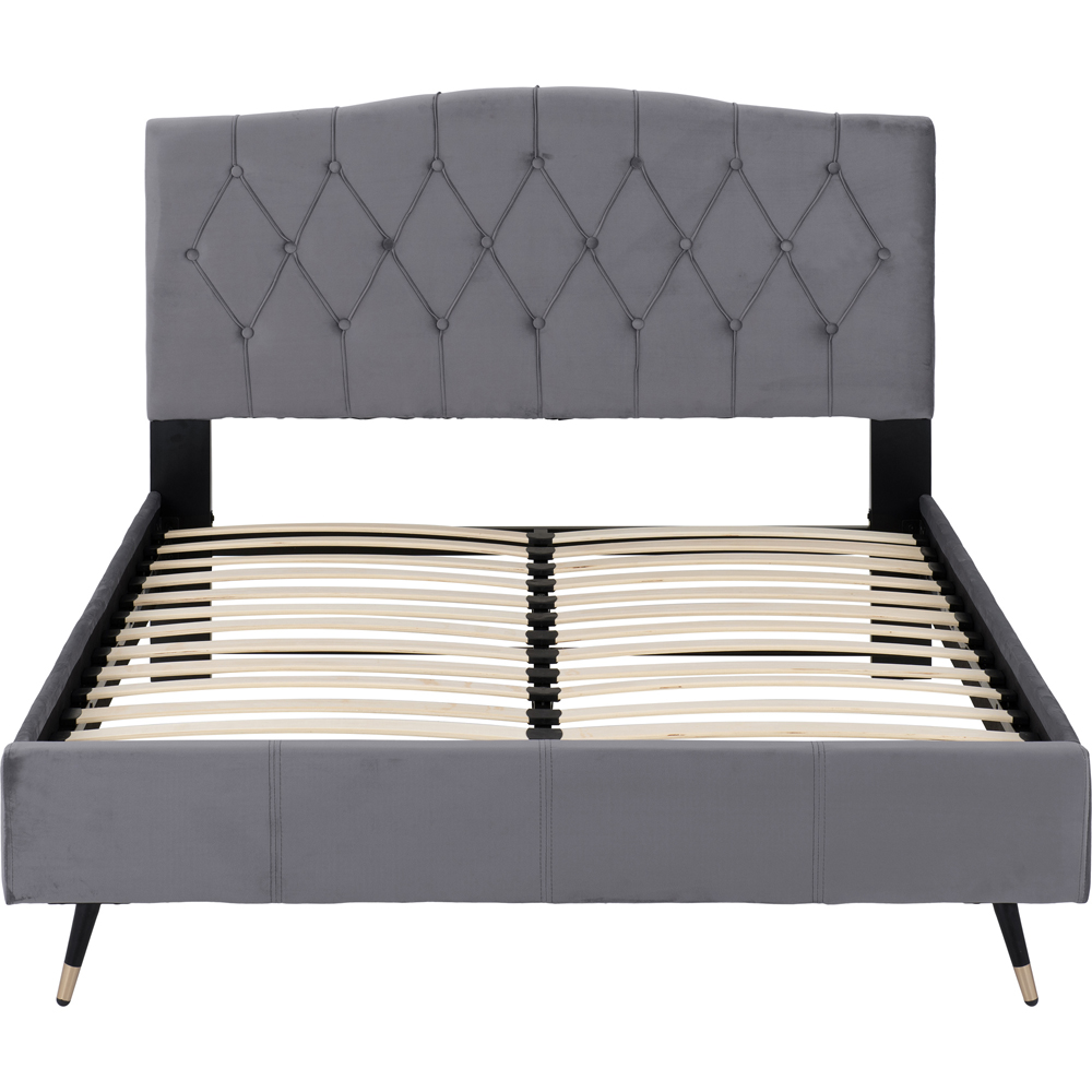 Seconique Freya Double Grey Velvet Touch Bed Frame Image 2
