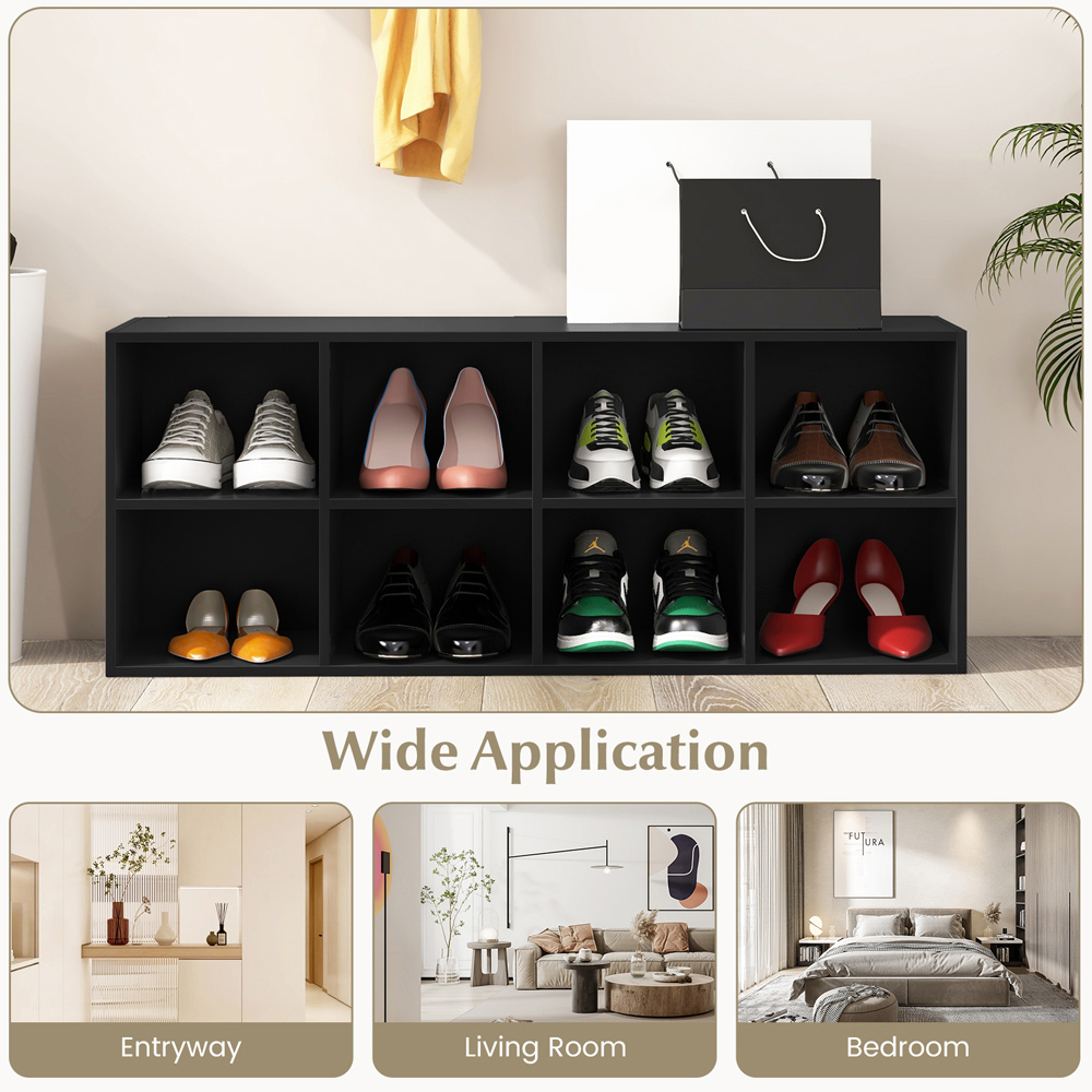 Costway 8 Cube Black Shoe Bench Image 8