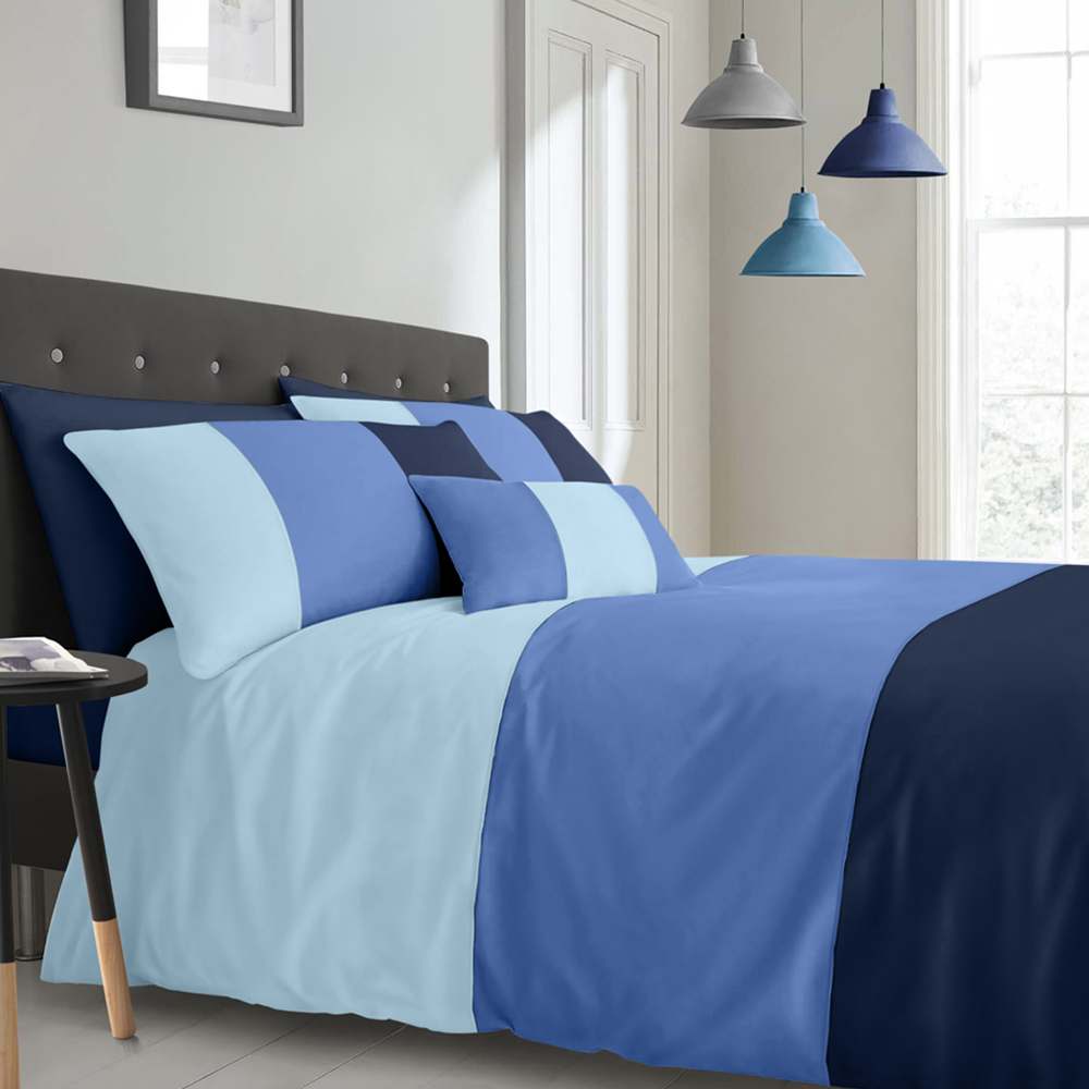 Intimates Lexie King Size Blue Colour-Block Duvet Cover Set Image 2