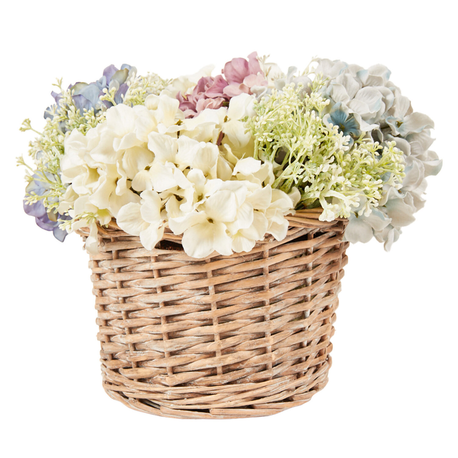 Hydrangea and Gypsophila Floral Basket - Multicolour Image 2