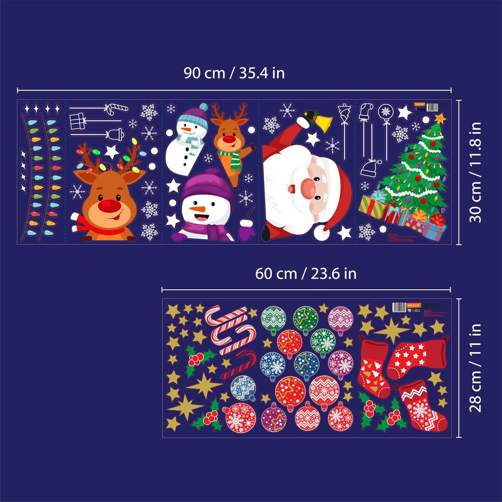 Walplus Christmas with Santa and Friends Double-Sided Window Stickers 109 Piece Image 7