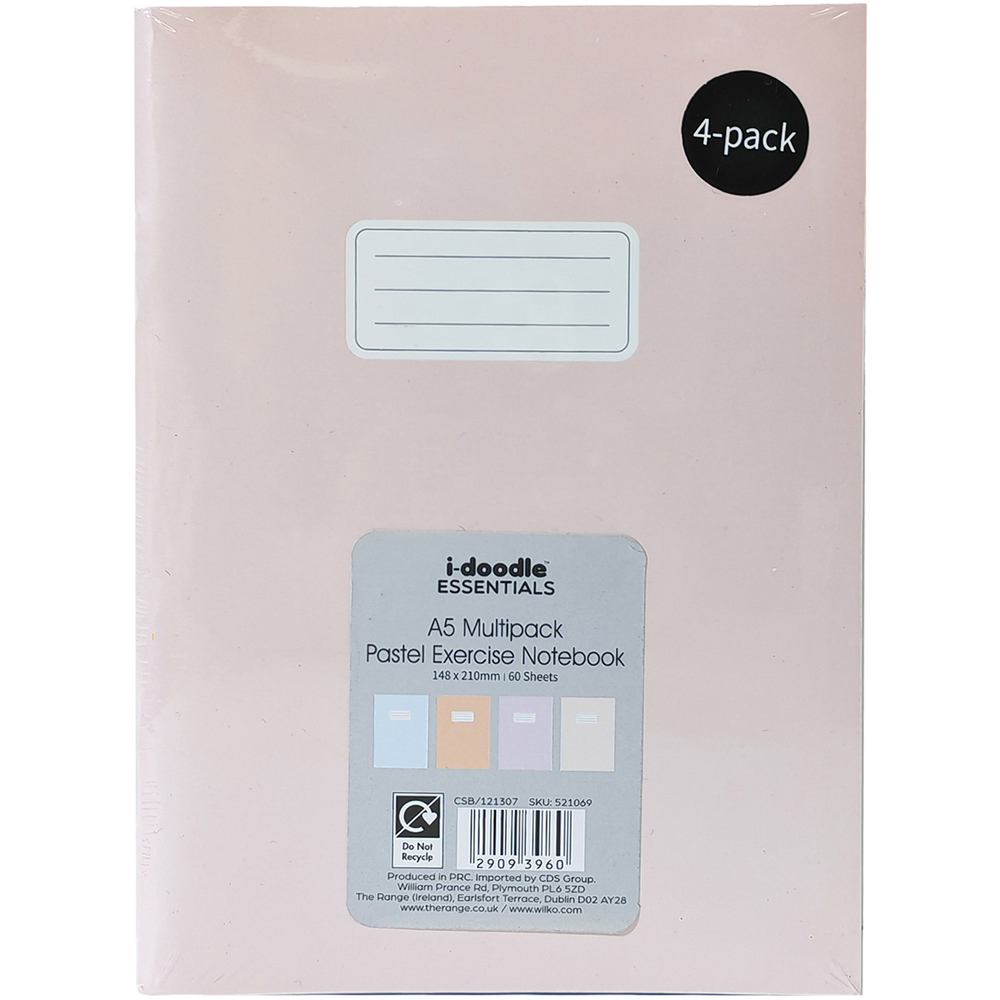 Pack of 4 Pastel Exercise Notebooks A5 Image 3