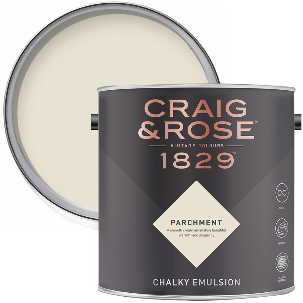Craig & Rose 1829 Vintage Walls and Ceilings Parchment Chalky Matt Emulsion Paint 2.5L Image 1