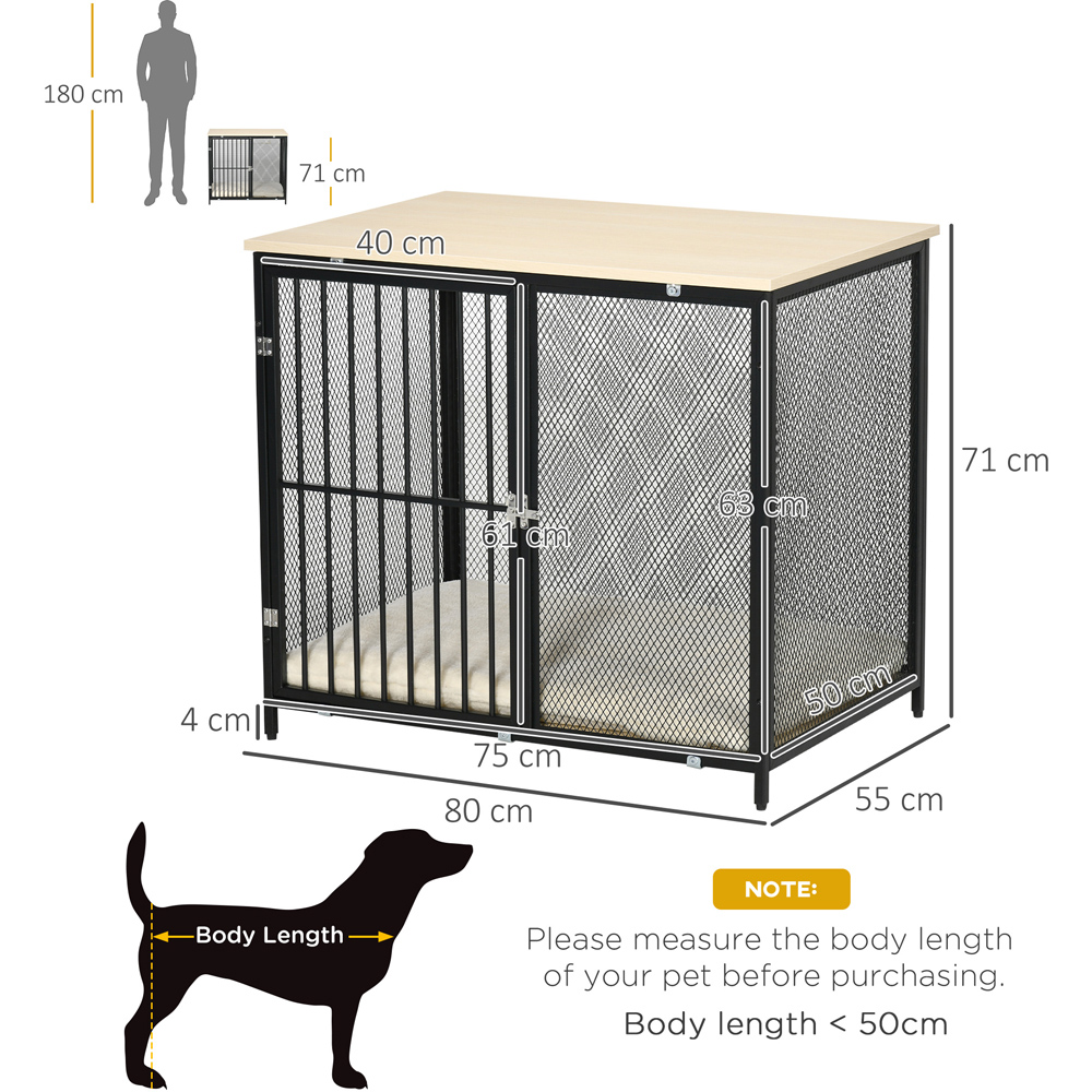 PawHut Medium Dog Pet Crate Side Table with Cushion Image 4