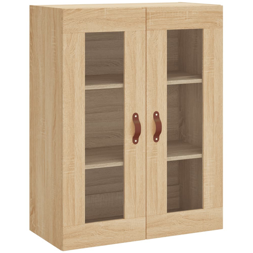 vidaXL 2 Glass Door Brown Sonoma Oak Wall Mounted Cabinet Image 2