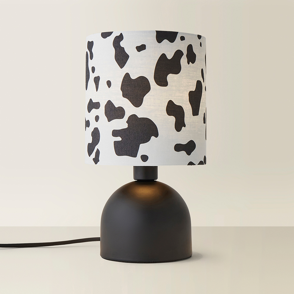 ValueLights Miley Cow Print Drum Lamp Shade Matte Black LED Table Lamp Image 5