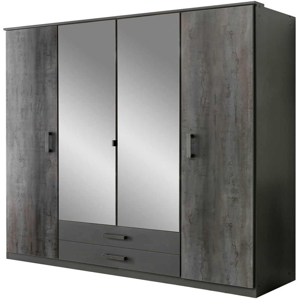 TJ'S Teleford 4 Door 2 Drawer Grey Wardrobe Image 2