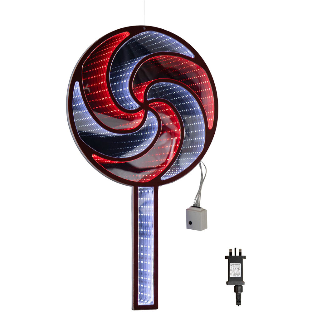 Samuel Alexander Red White LED Light Up Hanging Lollipop Infinity Light Christmas Decoration 60cm Image 8
