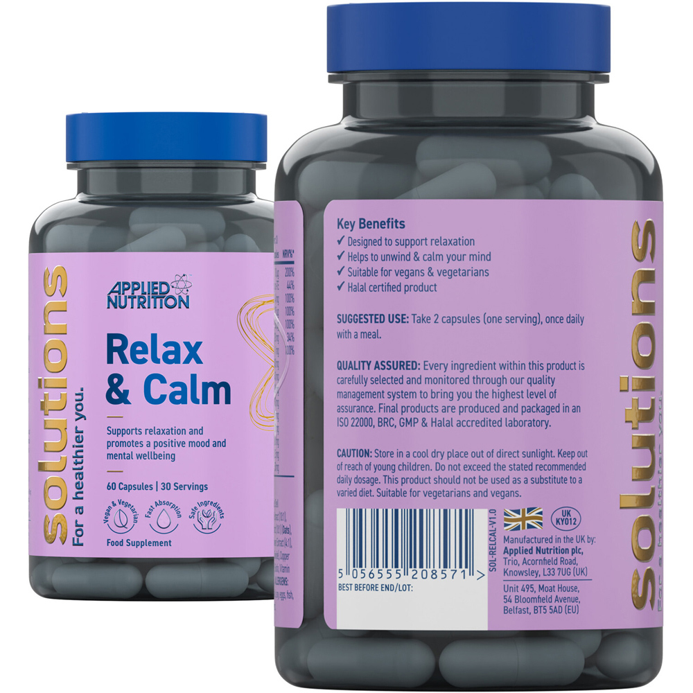 Pack of 60 Applied Nutrition Solutions Relax and Calm Capsules Image 2