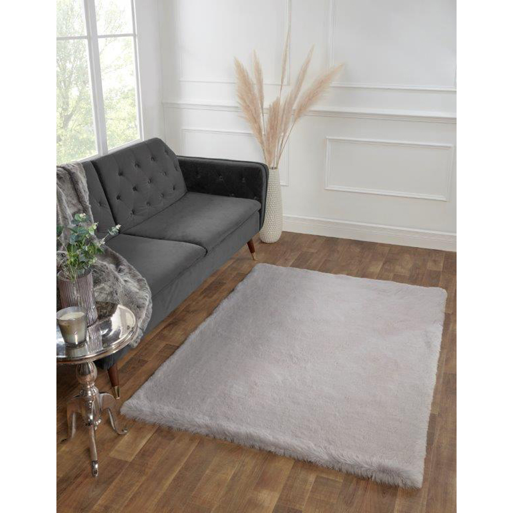 Portland Prestige Super Luxe Silver Faux Fur Rug 60 x 100cm Image 4