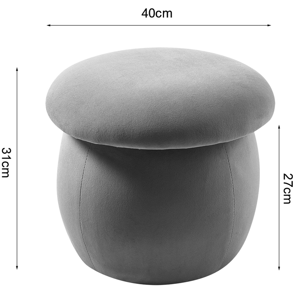 Living and Home Grey Round Lovely Velvet Mushroom Shaped Pouf Ottoman Image 7